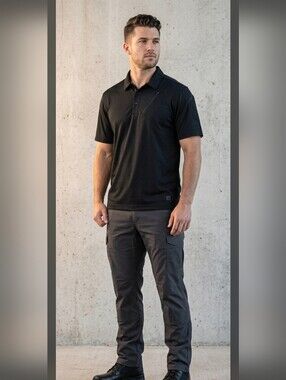 5.11 Tactical Performance Polo Shirt Mens Large L Black Chest Zip Pocket EUC